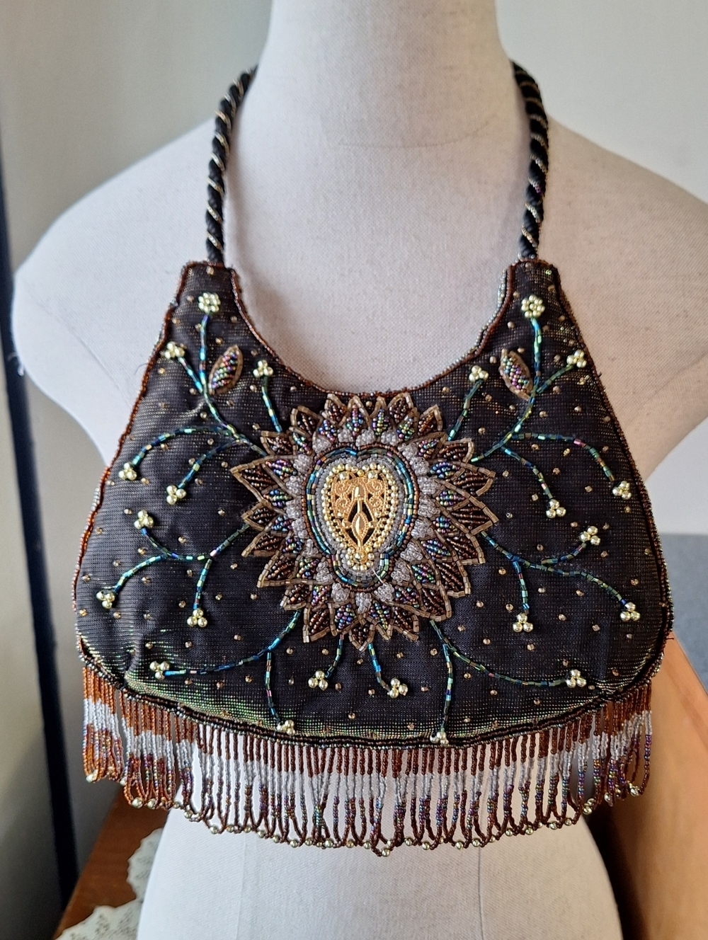 Y2K Far Nine Bohemian Beaded Shoulder Bag
